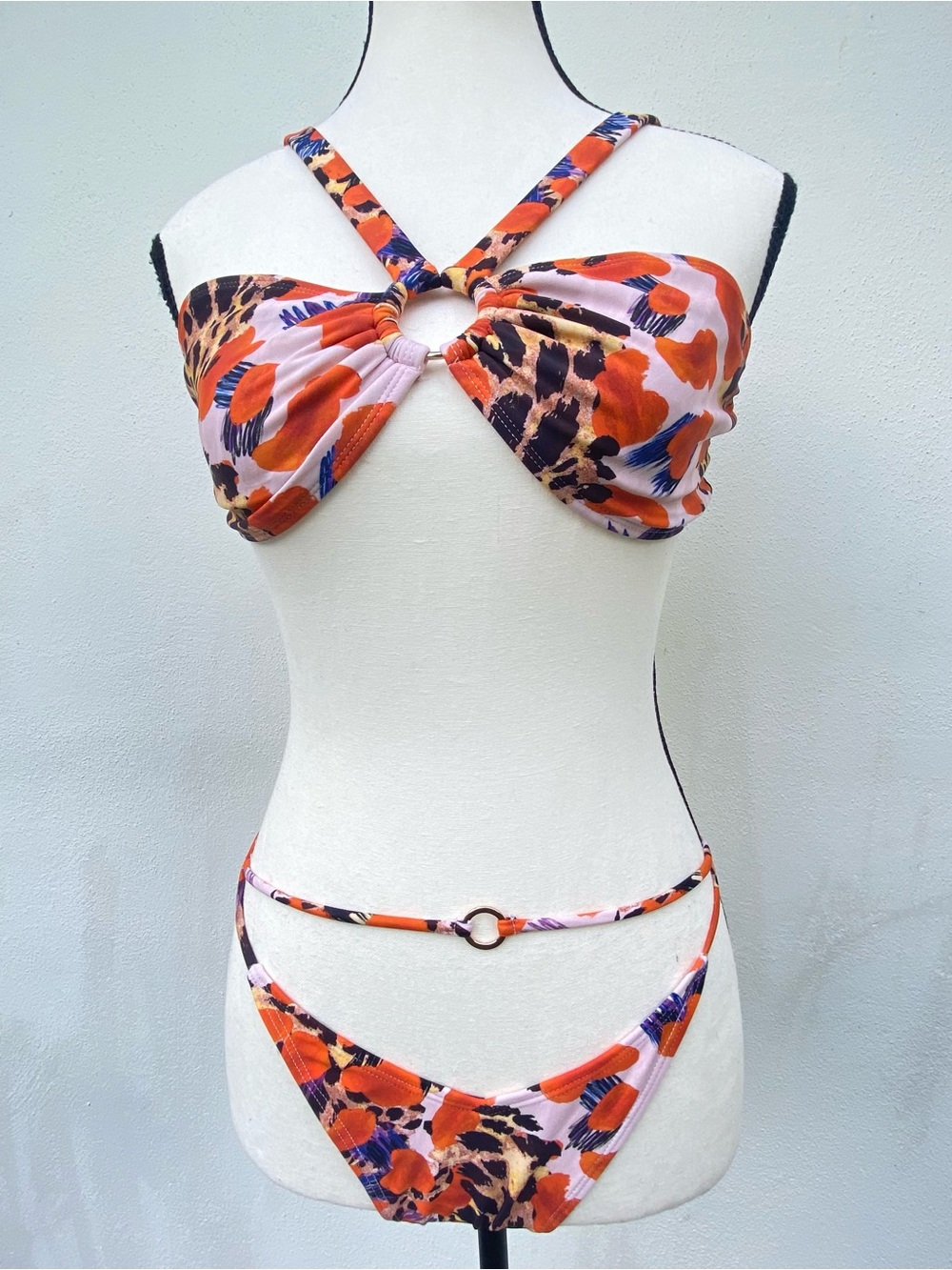 Icon Swim Leopard  & Orange Floral Bikini Set Size Small